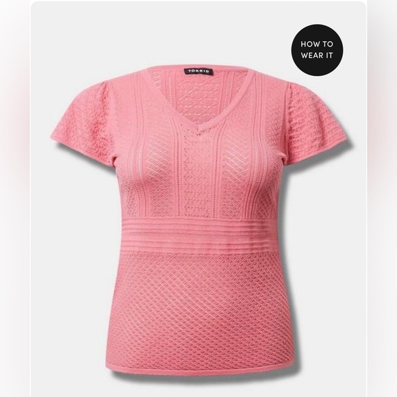 Torrid Everyday Soft Pullover Pointelle Short Sleeve - Picture 5 of 6